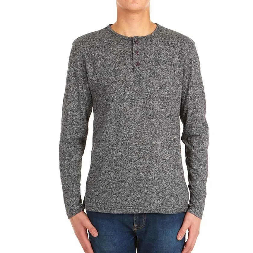 4-Pack: Men's Long-Sleeve Marled Henley Shirts - Size: Medium