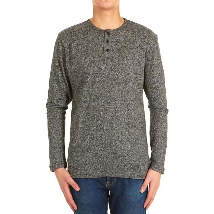4-Pack: Men's Long-Sleeve Marled Henley Shirts - Size: Medium