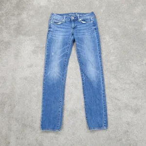 American Eagle Outfitters Women Skinny Jeans Stretch Mid Rise Cotton Blue Size 4