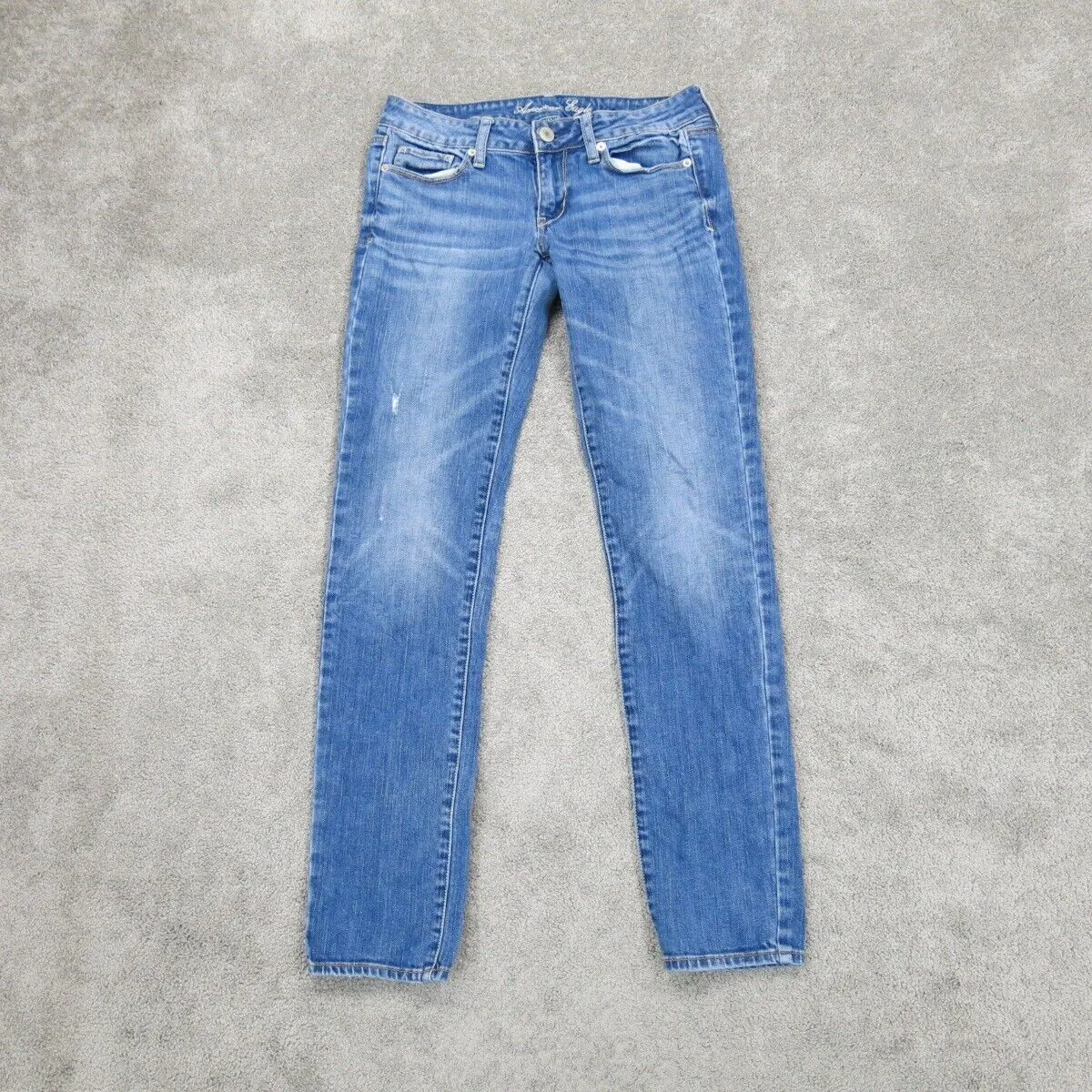 American Eagle Outfitters Women Skinny Jeans Stretch Mid Rise Cotton Blue Size 4