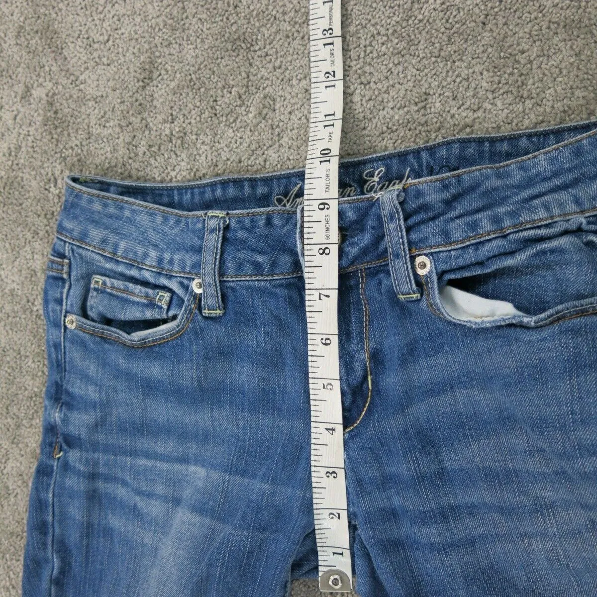 American Eagle Outfitters Women Skinny Jeans Stretch Mid Rise Cotton Blue Size 4