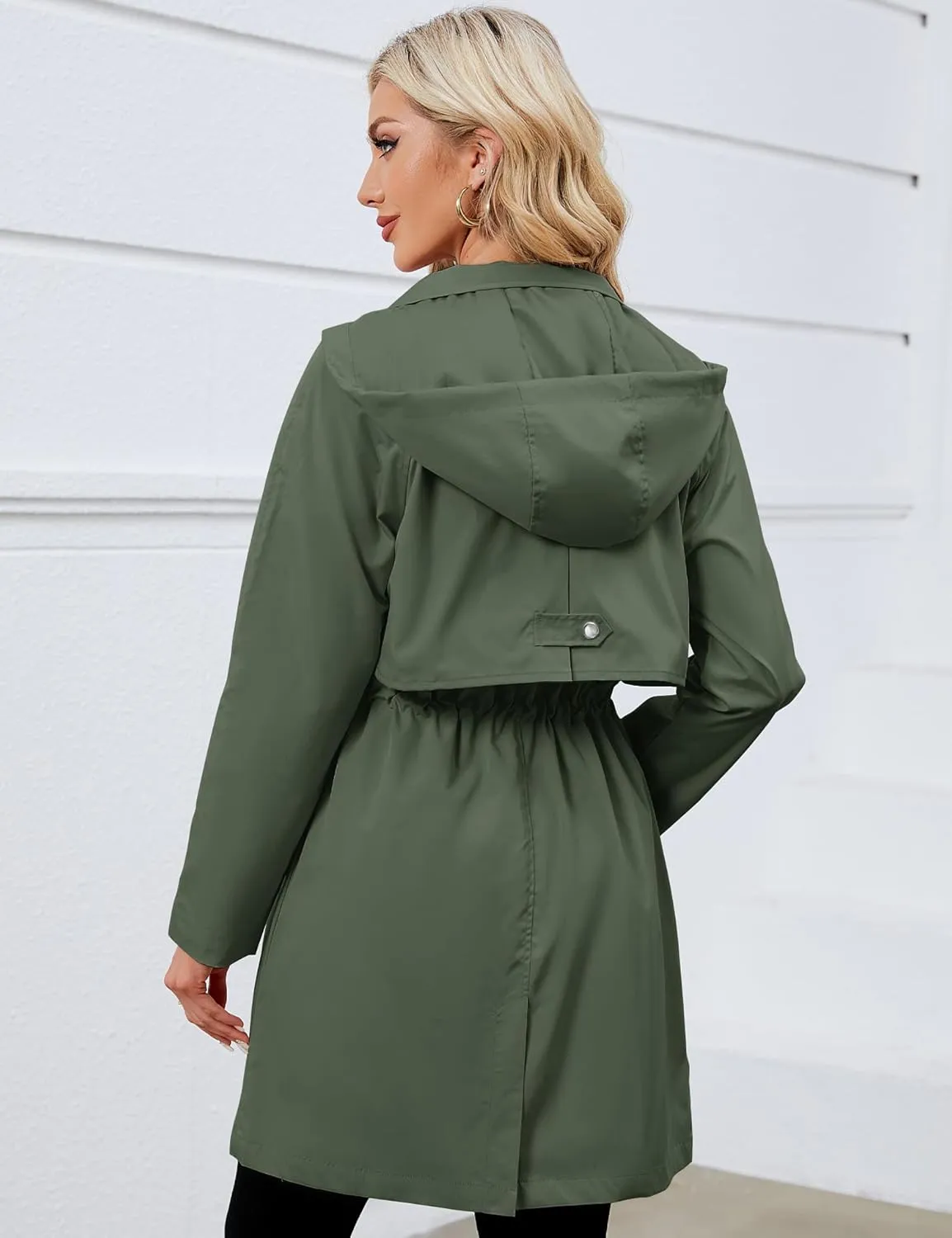 Bloggerlove Rain Jacket for Women Waterproof with Hood Trech Coat for Women Lightweight Raincoats Packable Windbreaker
