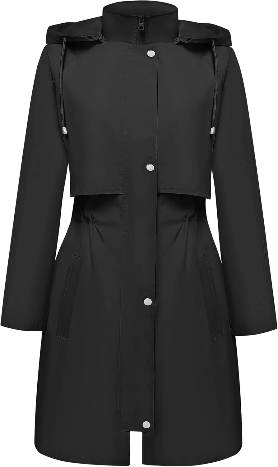 Bloggerlove Rain Jacket for Women Waterproof with Hood Trech Coat for Women Lightweight Raincoats Packable Windbreaker