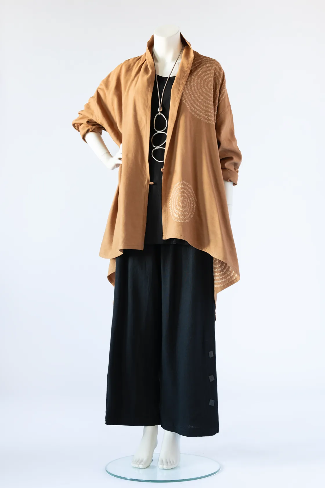 Button Palazzo Pant in Black Roma