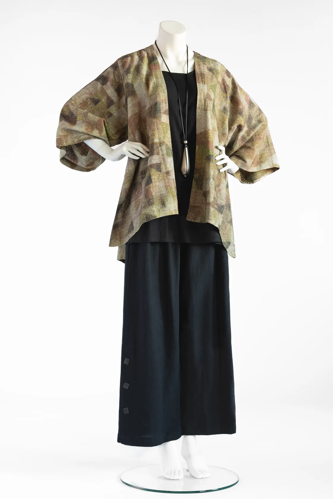 Button Palazzo Pant in Black Roma