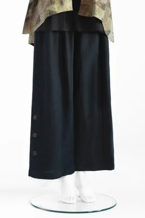 Button Palazzo Pant in Black Roma