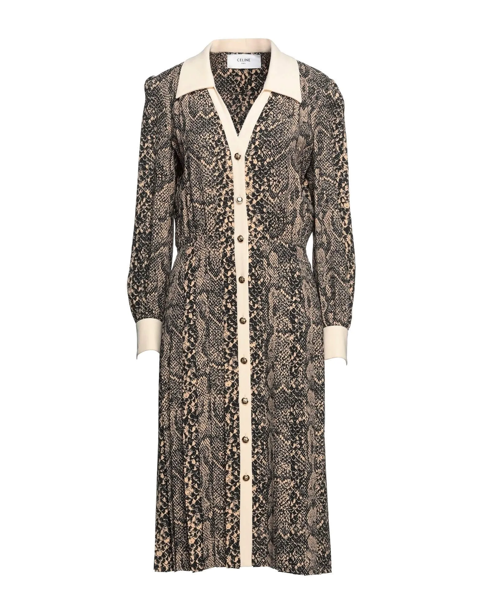 CELINE snake print midi dress, beige/black