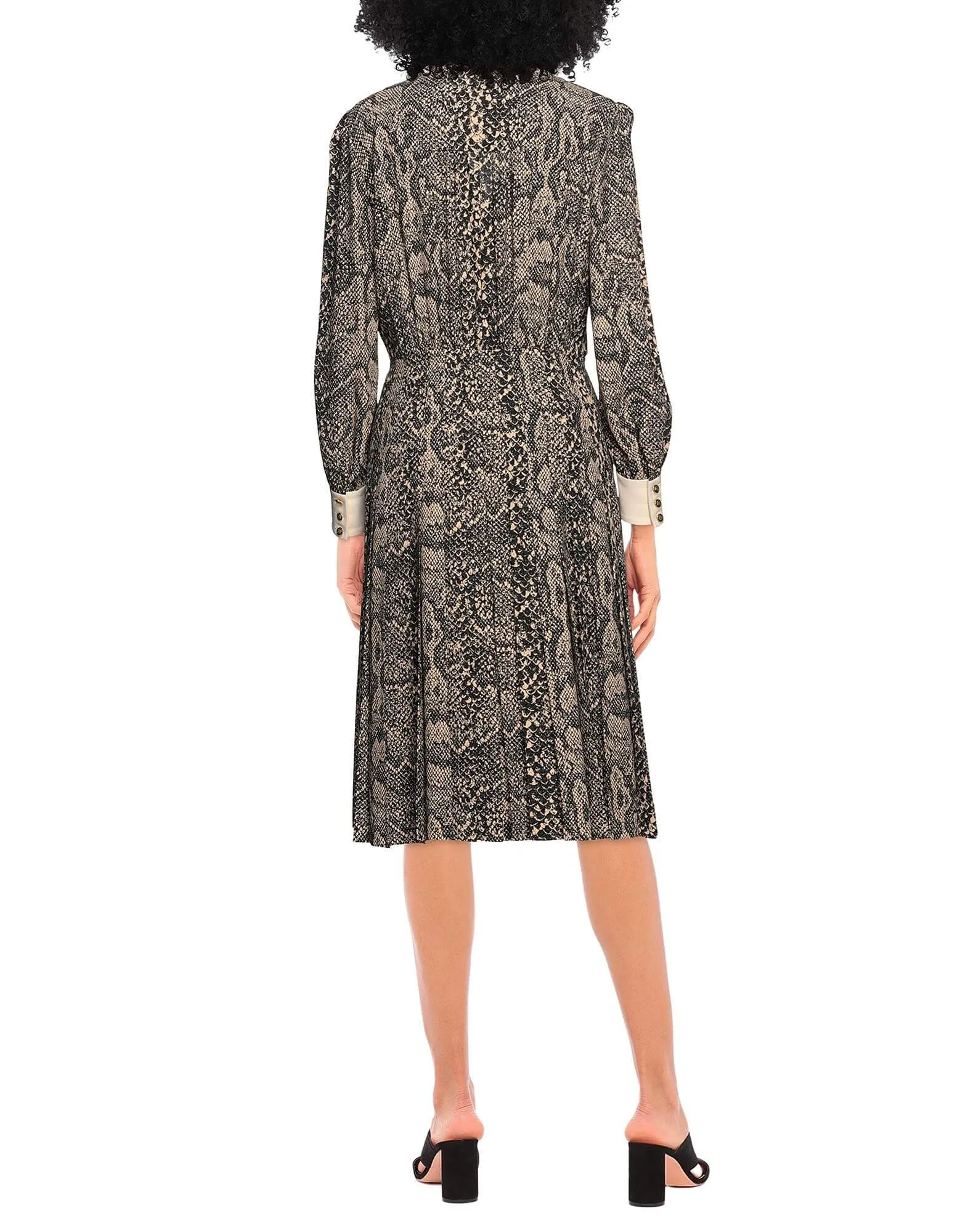 CELINE snake print midi dress, beige/black