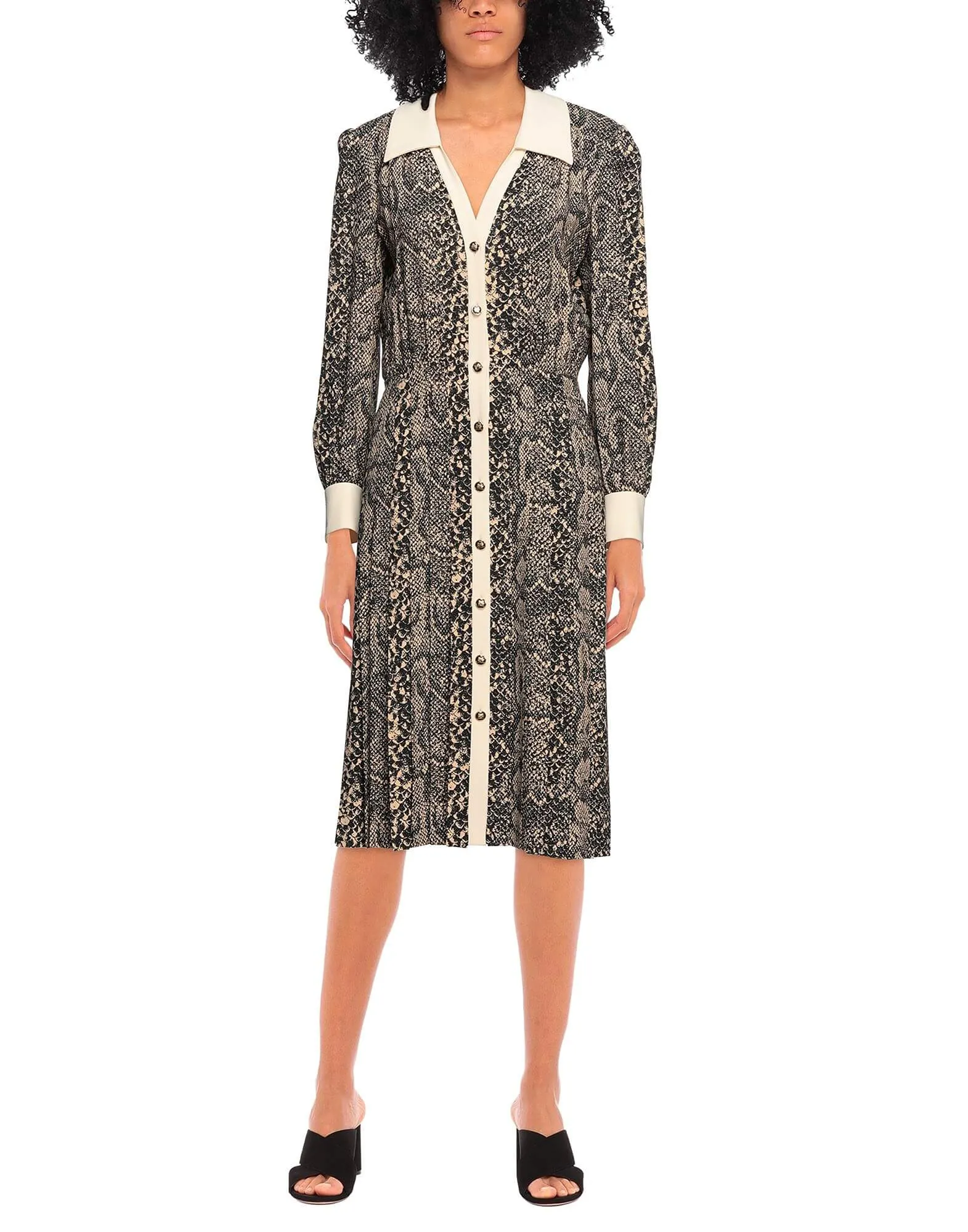 CELINE snake print midi dress, beige/black