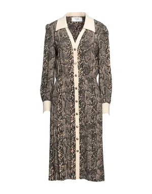 CELINE snake print midi dress, beige/black