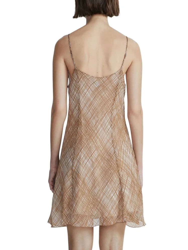 Delilah Rag & Bone Silk Chiffon Mini Dress in Tan Multi