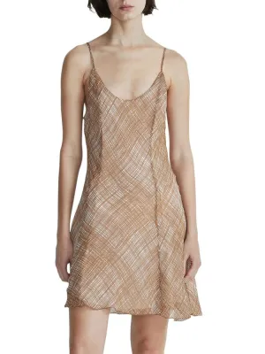 Delilah Rag & Bone Silk Chiffon Mini Dress in Tan Multi