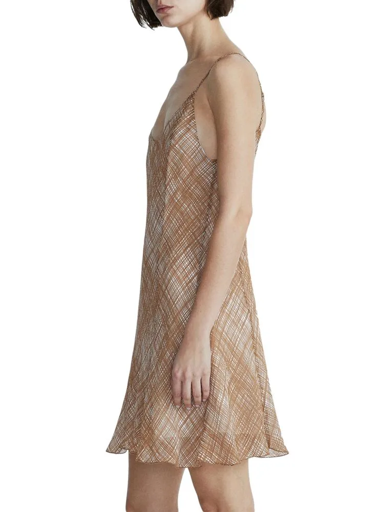 Delilah Rag & Bone Silk Chiffon Mini Dress in Tan Multi