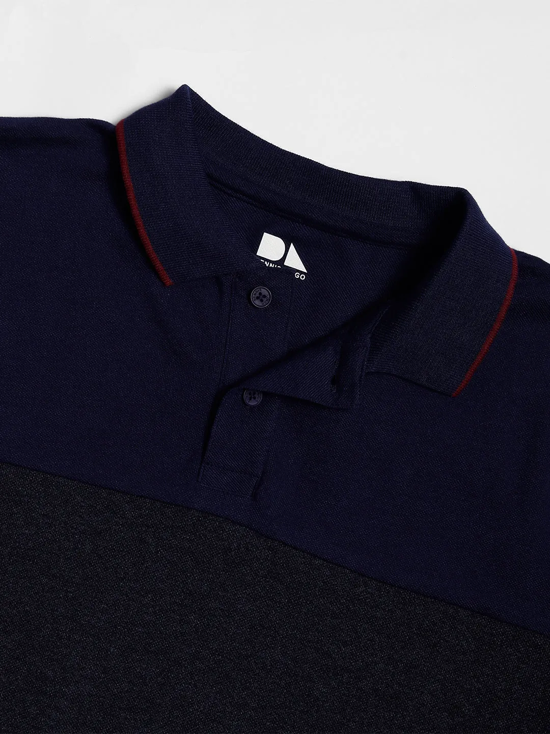 Dennis Lingo Colourblocked Polo Collar Pure Cotton T-shirt