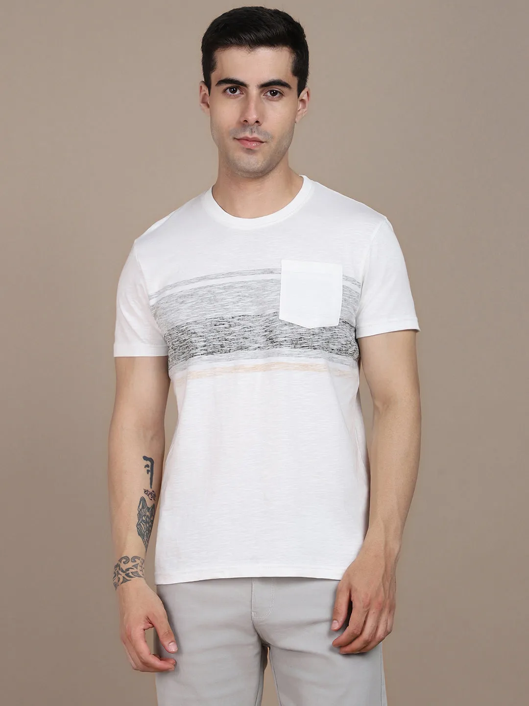 Dennis Lingo Striped Printed Slim Fit Pure Cotton T-shirt