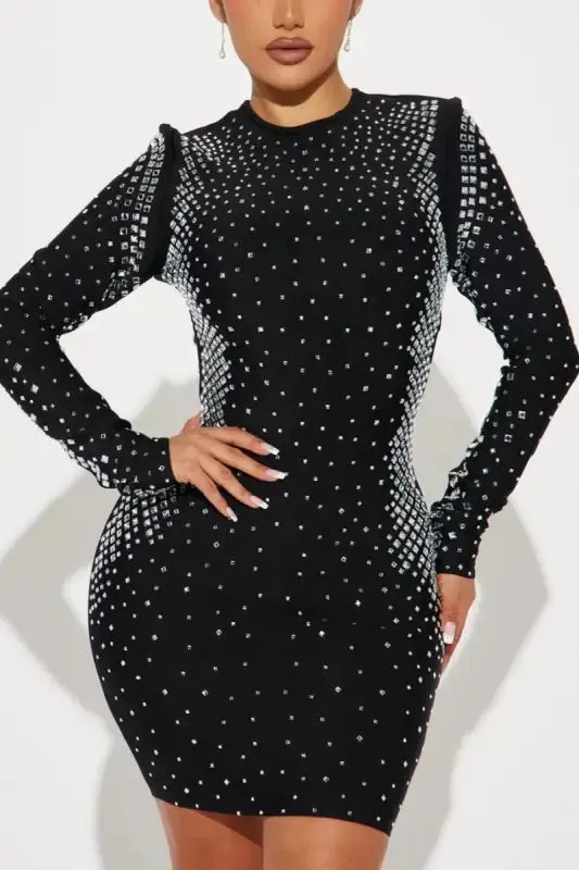 Dynamite Long Sleeve Rhinestone Mini Dress