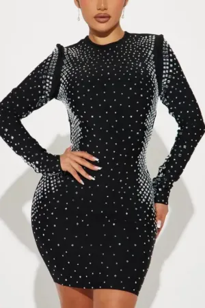 Dynamite Long Sleeve Rhinestone Mini Dress