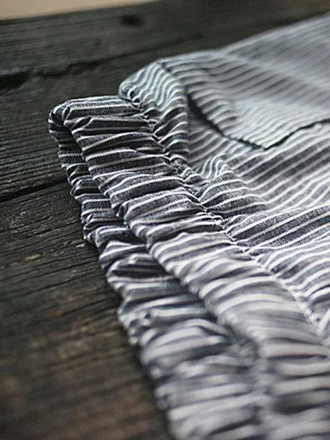 FashionSierra - Linen Gray Striped Pants Women