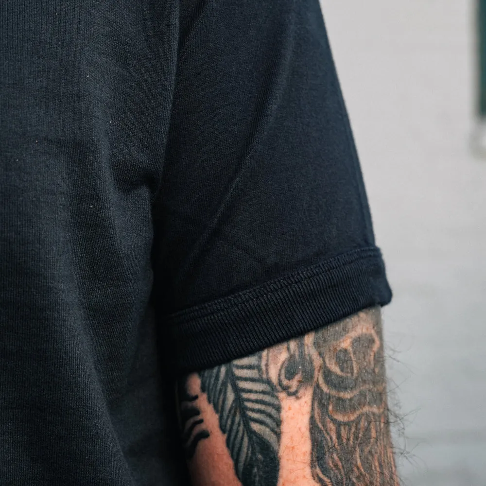 Full Count Flat Seam Heavyweight Henley T-Shirt Ink Black