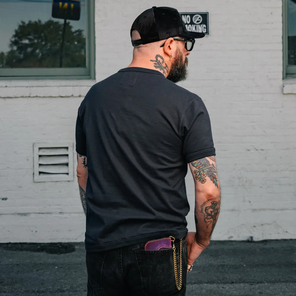 Full Count Flat Seam Heavyweight Henley T-Shirt Ink Black