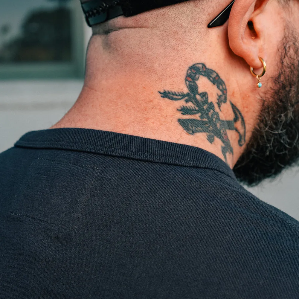 Full Count Flat Seam Heavyweight Henley T-Shirt Ink Black