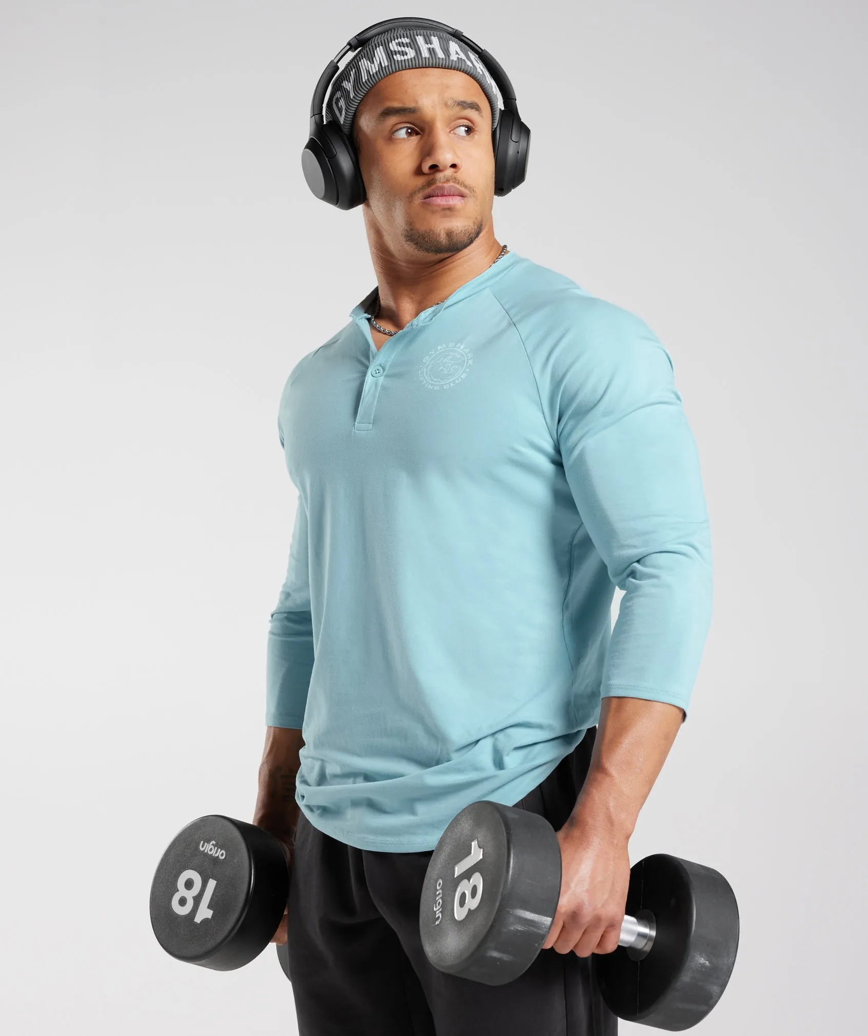 Gymshark Legacy Henley Top - Iceberg Blue