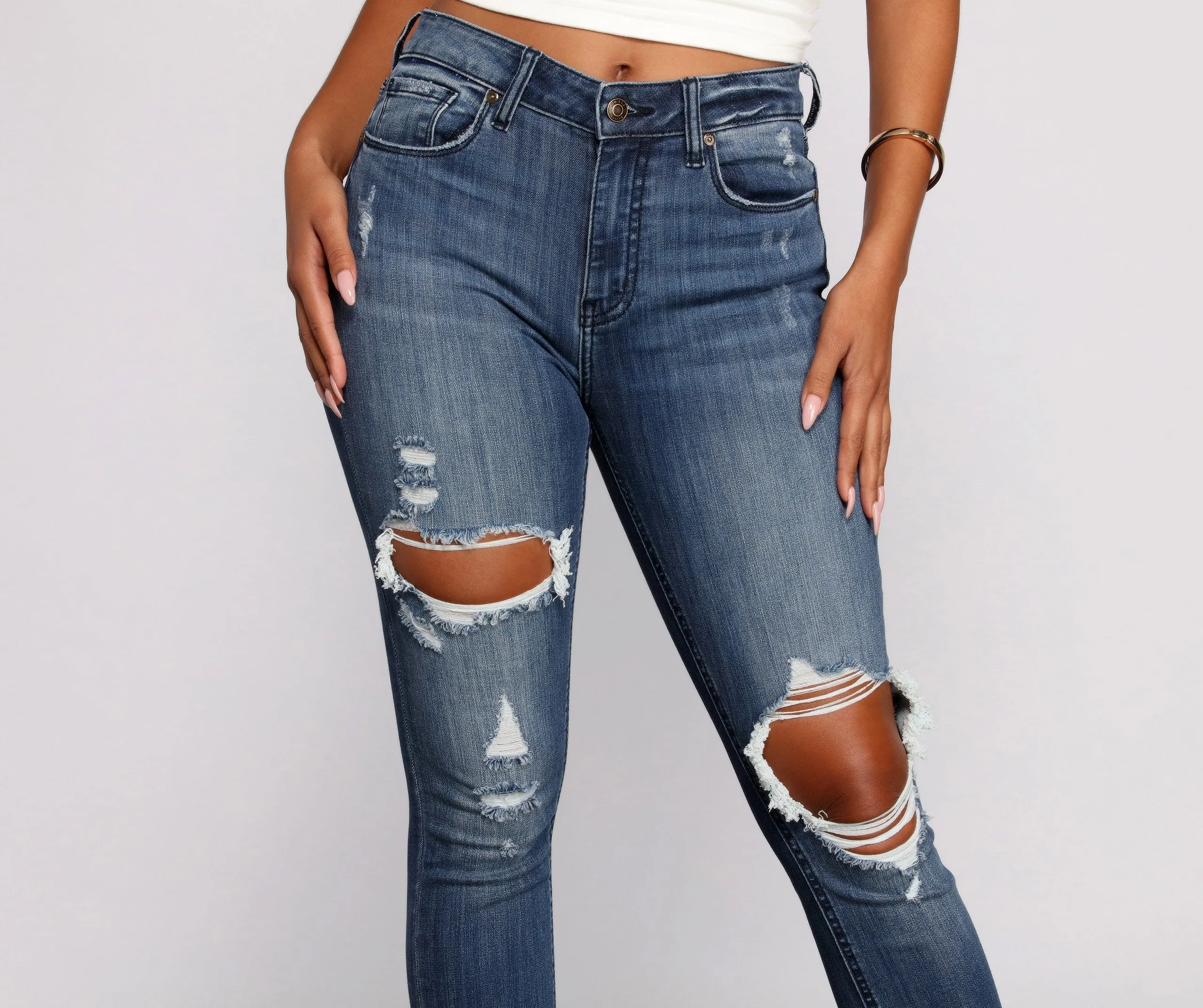 KittenAlarm - Clara High Rise Destructed Skinny Jeans