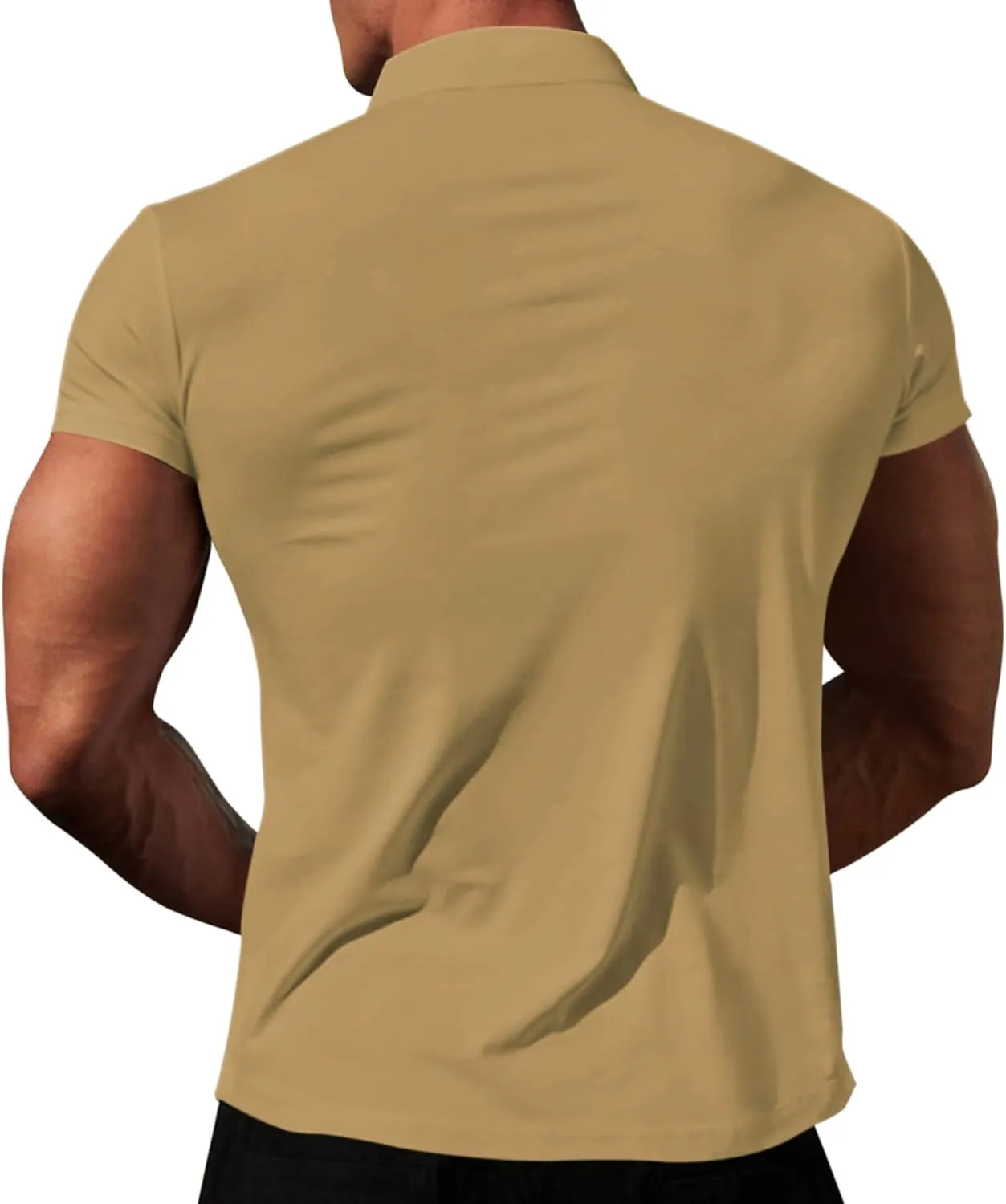 LOGEEYAR Mens Quarter-Zip V Neck Polo Shirts Slim Fit Short Sleeve Athletic T-Shirt Henley Shirt
