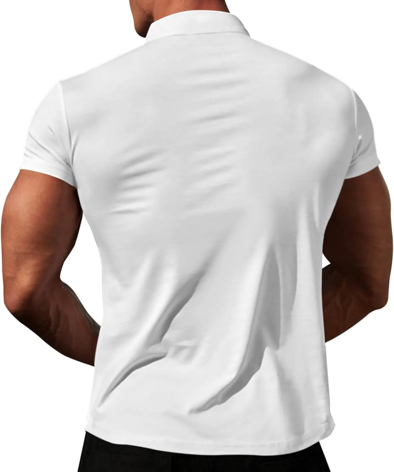 LOGEEYAR Mens Quarter-Zip V Neck Polo Shirts Slim Fit Short Sleeve Athletic T-Shirt Henley Shirt
