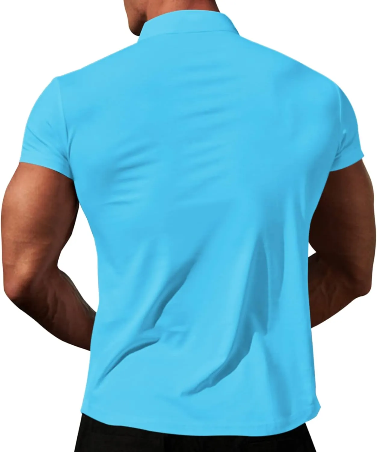 LOGEEYAR Mens Quarter-Zip V Neck Polo Shirts Slim Fit Short Sleeve Athletic T-Shirt Henley Shirt