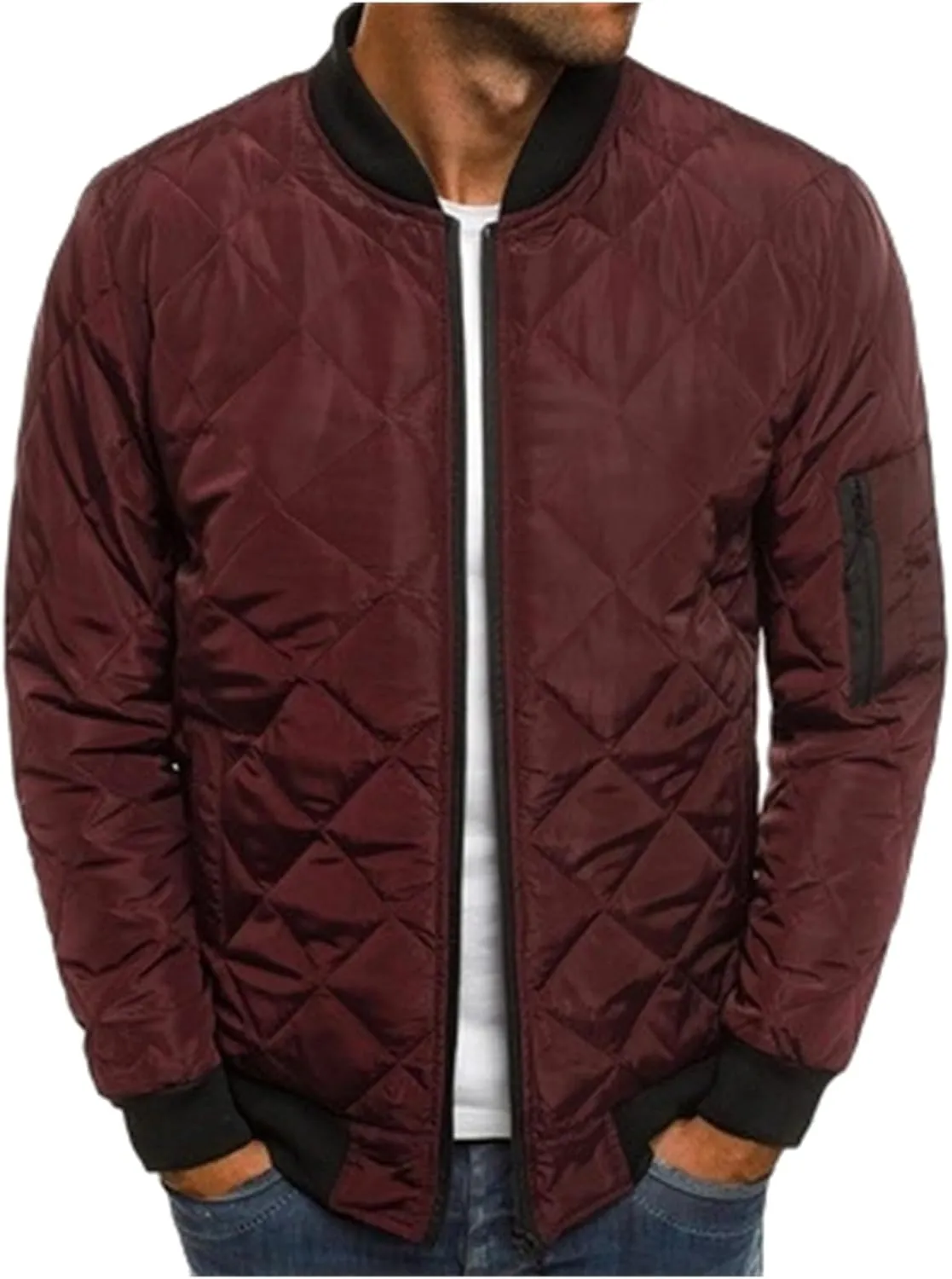 Men's Diamond Quilted Puffer Down Jacket Packable Lightweight Water Resistant Insulated Puffy Coat for Business Travel