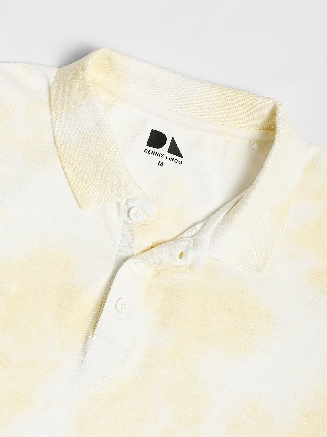 Men's Polo Collar Yellow  Dyed Casual T-shirt