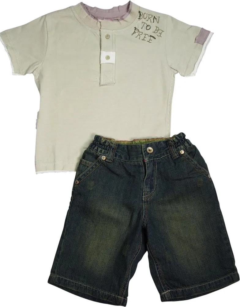 Mish Mish Infant Toddler Boys Cotton Short Sleeve Tank Tee Shirts Short Sets
