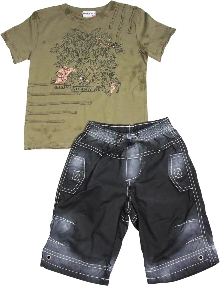 Mish Mish Infant Toddler Boys Cotton Short Sleeve Tank Tee Shirts Short Sets