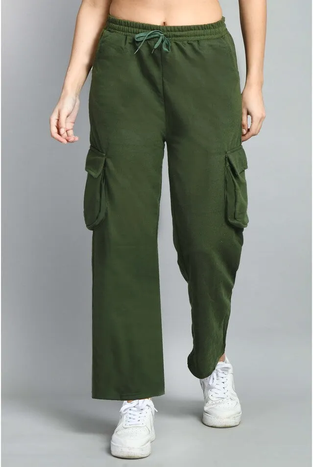 Olive Green Wide Leg Joggers