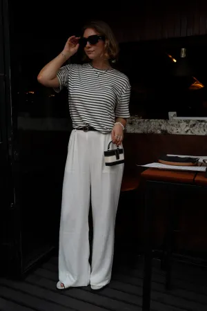 Pantalon droit à pince - Lin ivoire