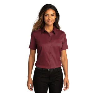 Port Authority® Women's Short Sleeve SuperPro React ™ Twill Shirt - Burgundy