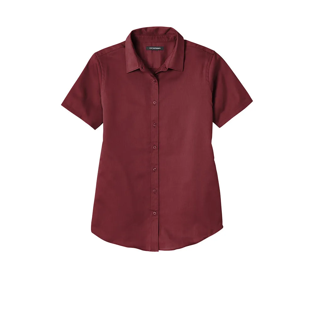 Port Authority® Women's Short Sleeve SuperPro React ™ Twill Shirt - Burgundy