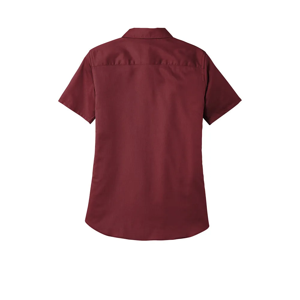 Port Authority® Women's Short Sleeve SuperPro React ™ Twill Shirt - Burgundy