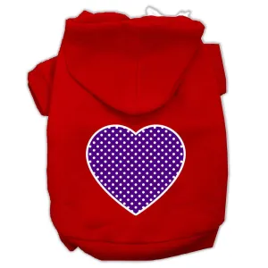 Purple Swiss Dot Heart Screen Print Pet Hoodies Red Size XS (8)