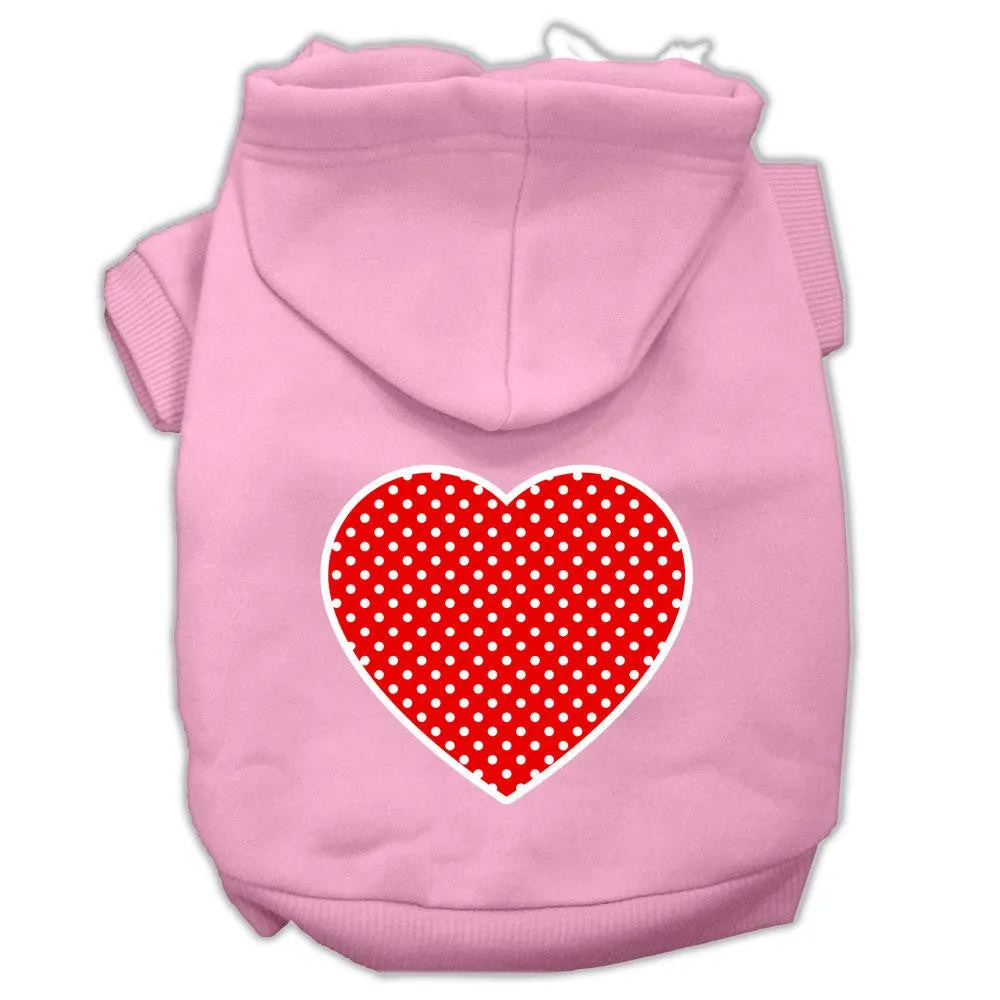 Red Swiss Dot Heart Screen Print Pet Hoodies Light Pink Size XXL (18)