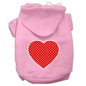 Red Swiss Dot Heart Screen Print Pet Hoodies Light Pink Size XXL (18)
