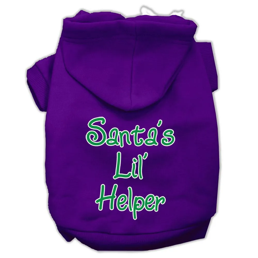 Santa's Lil' Helper Screen Print Pet Hoodies Purple Size Lg (14)