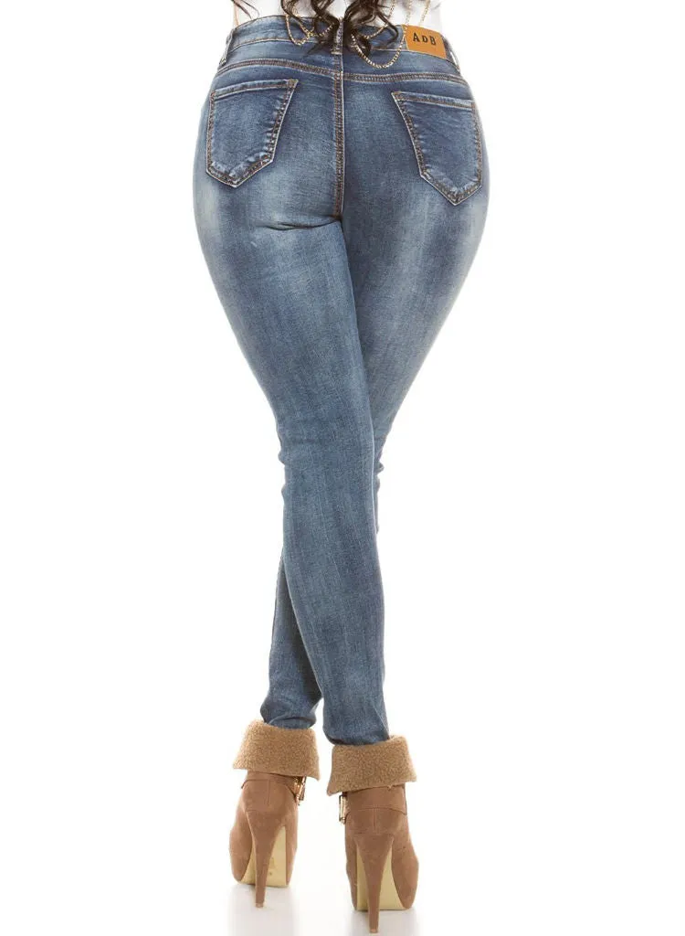 Sexy Curvy Girls Womens Plus size distressed ripped worn look Skinny jeans