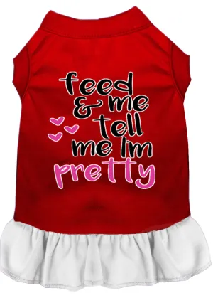 Tell Me I'm Pretty Screen Print Dog Dress Red With White Lg (14)