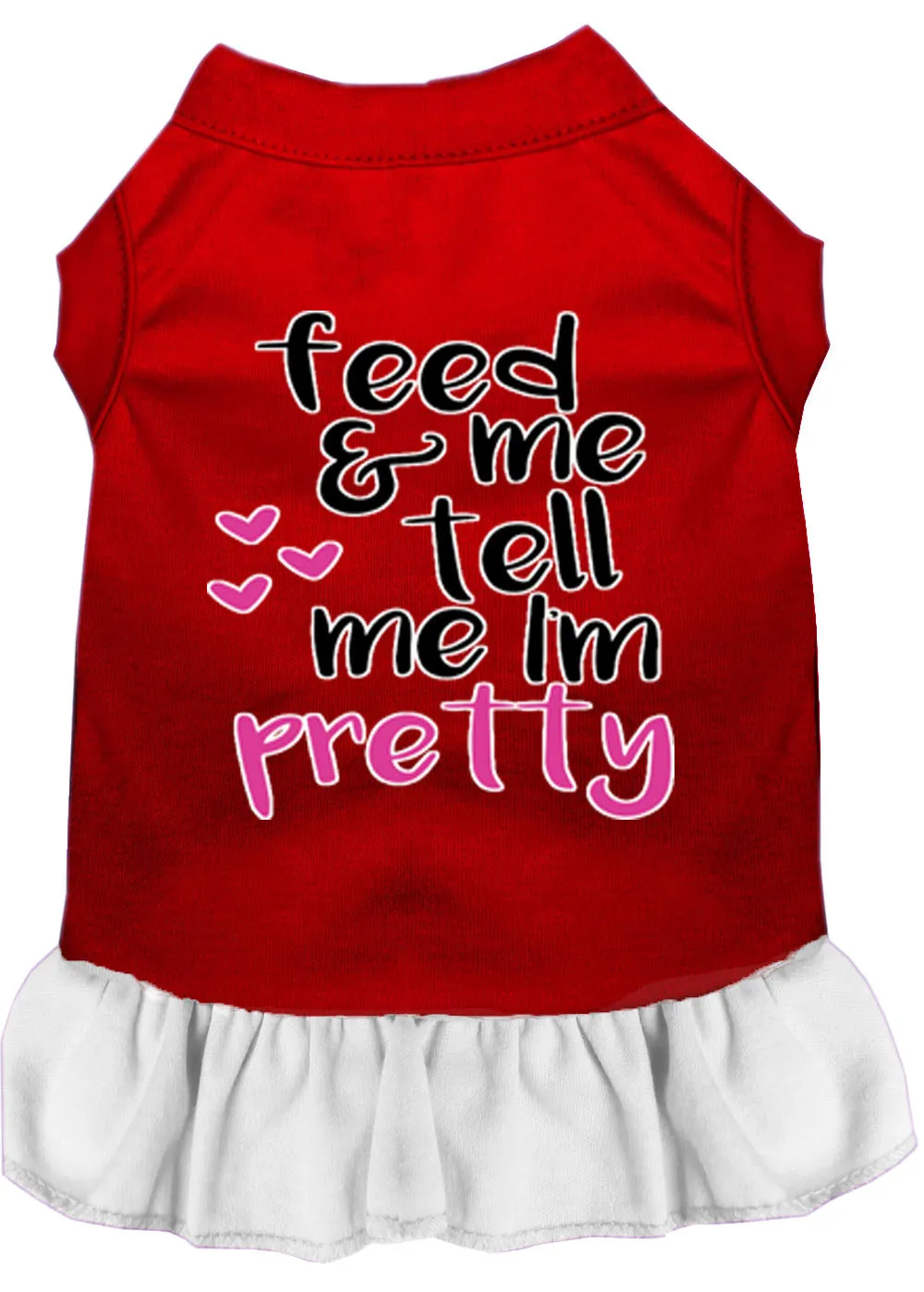 Tell Me I'm Pretty Screen Print Dog Dress Red With White Lg (14)