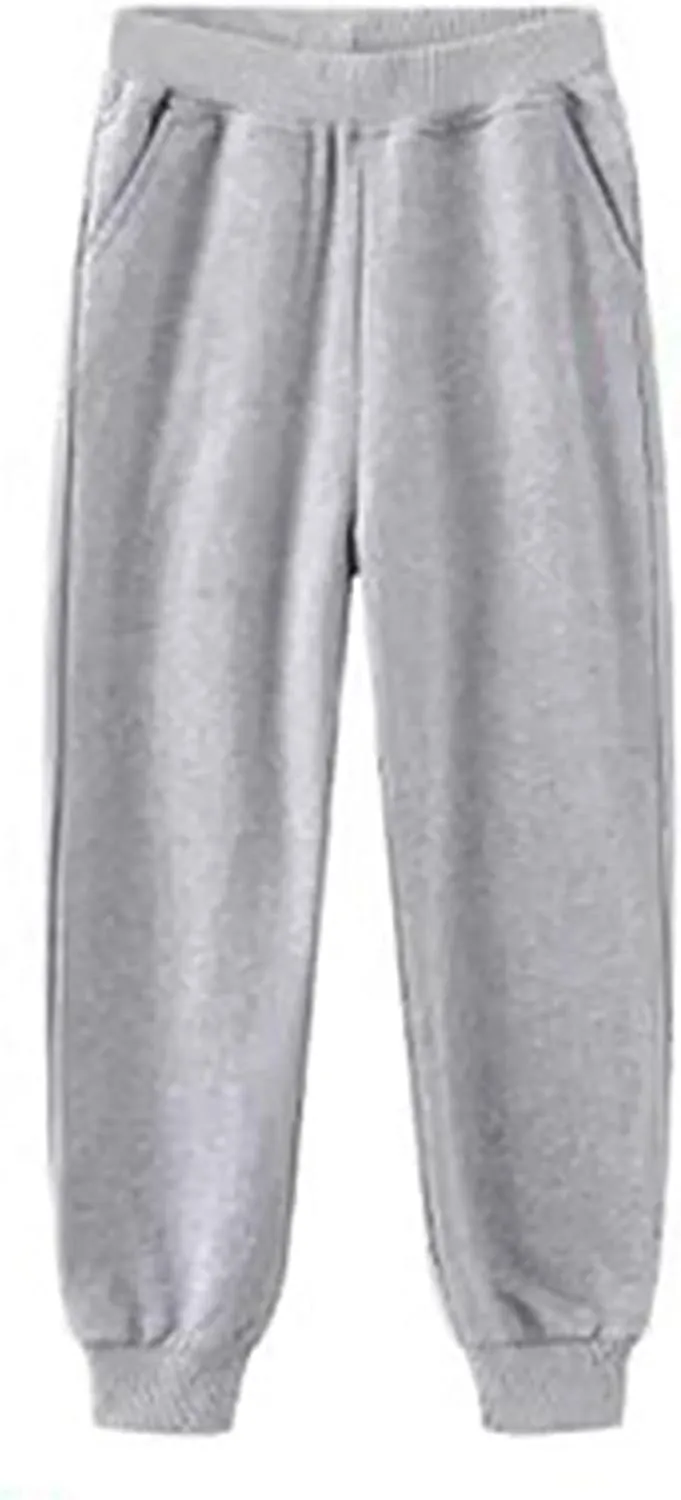 Unisex Casual Sweatpants Boys Girls Solid Color Jogger Pant Cotton Pull-On Athletic Playwear Pants