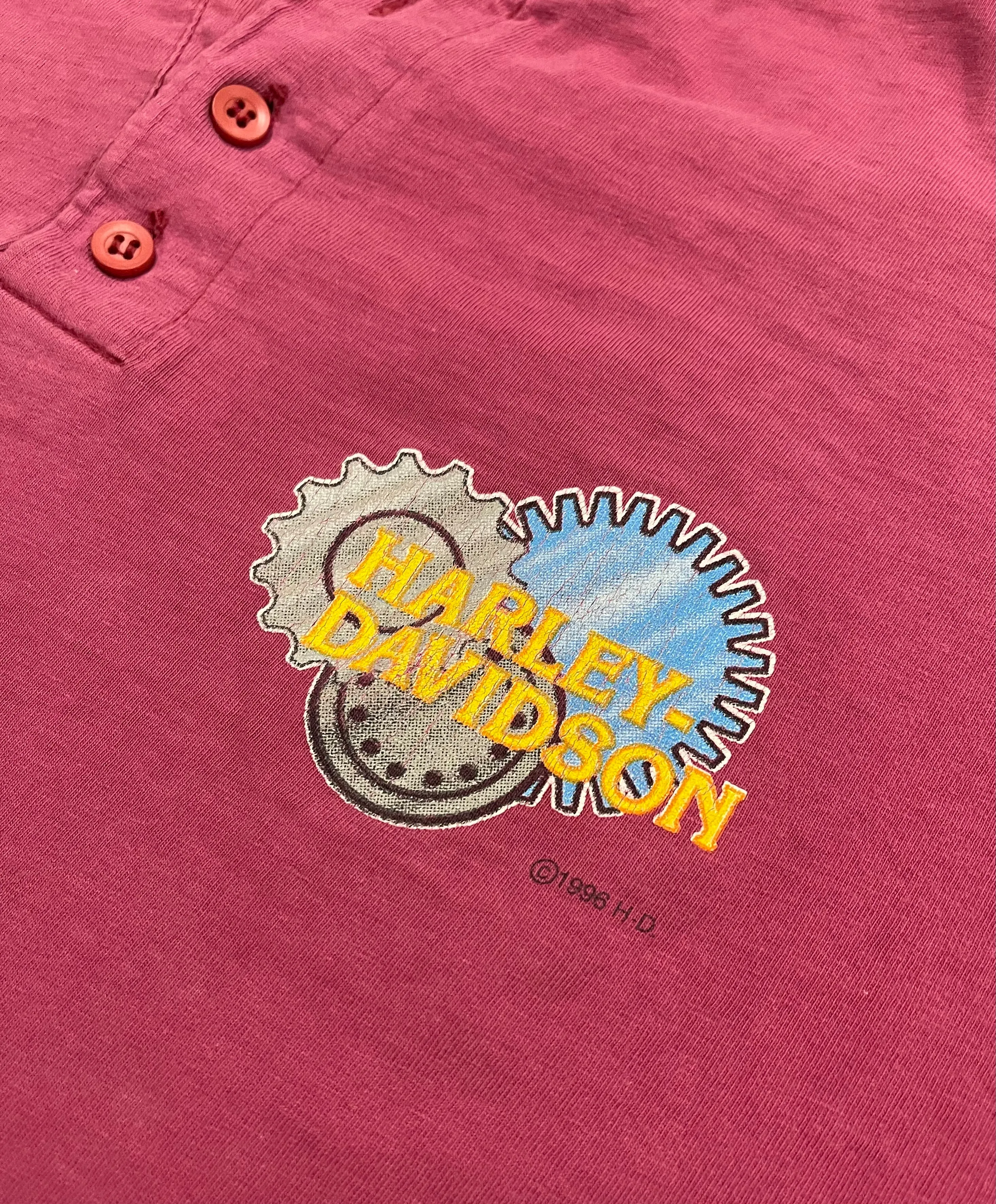 Vintage Harley Davidson Henley Tee XL