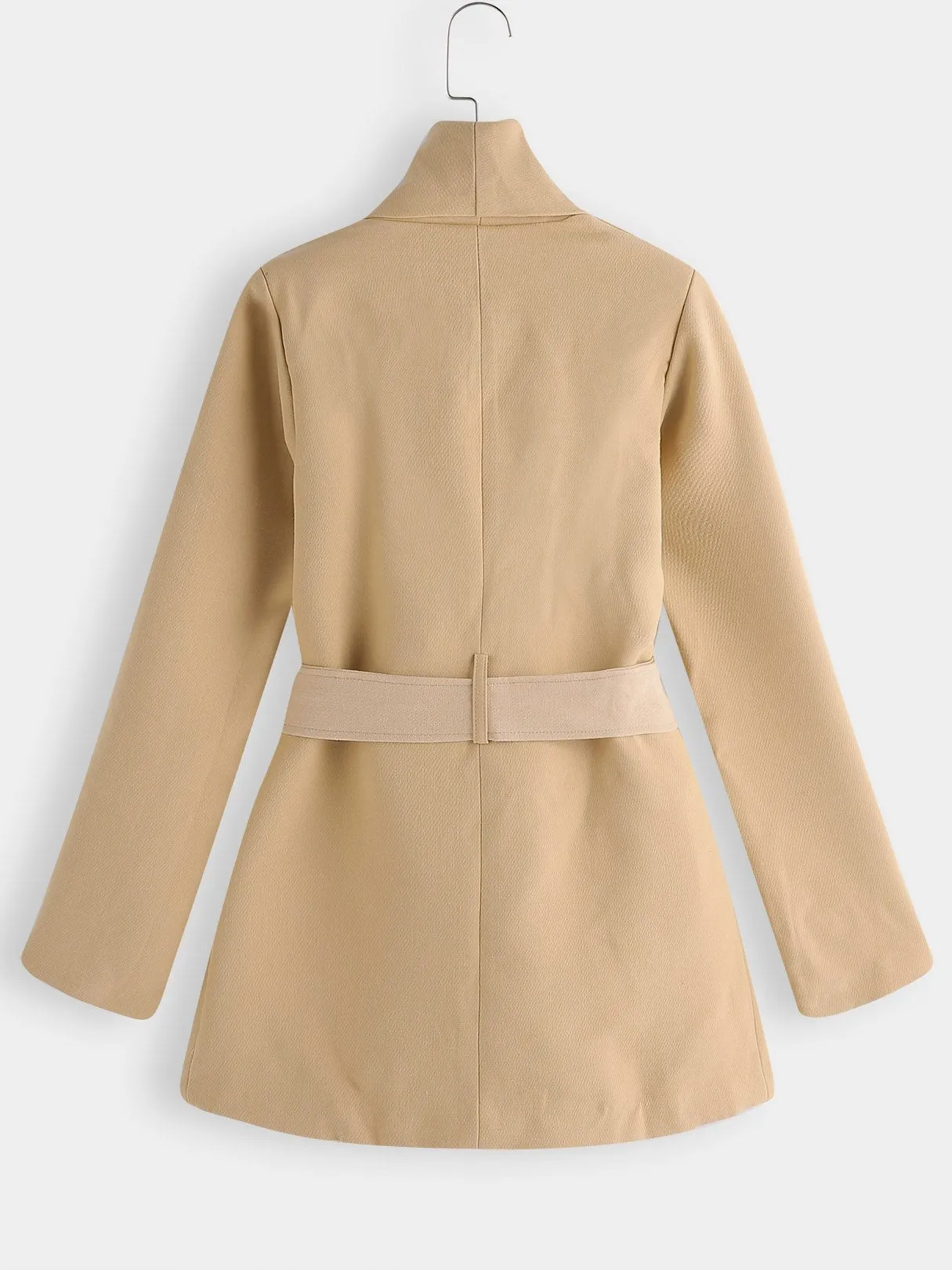 Wholesale Khaki Lapel Collar Long Sleeve Side Pockets Coats